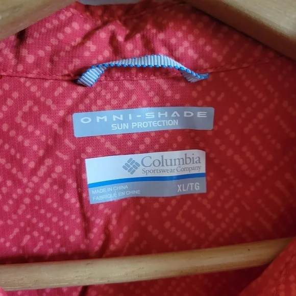 Columbia Omni Shade Sun Protection Short Sleeve Buttondown Pink Red Extra Large - Picture 2 of 9